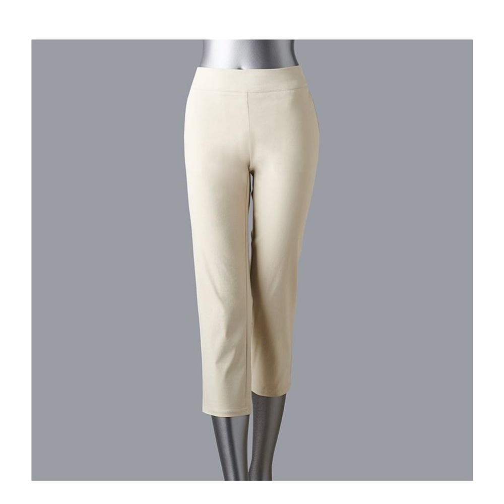 Simply Vera Vera Wang Cream High Waisted Ankle Pants Stretch Work Trousers Size
